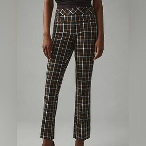 Anthropologie Plaid Slim Kick-Flare Pants